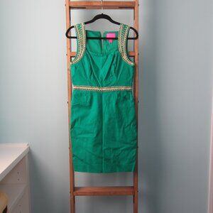 Lilly Pulitzer Emerald Green Sleeveless Beaded Waist Sheath Dress